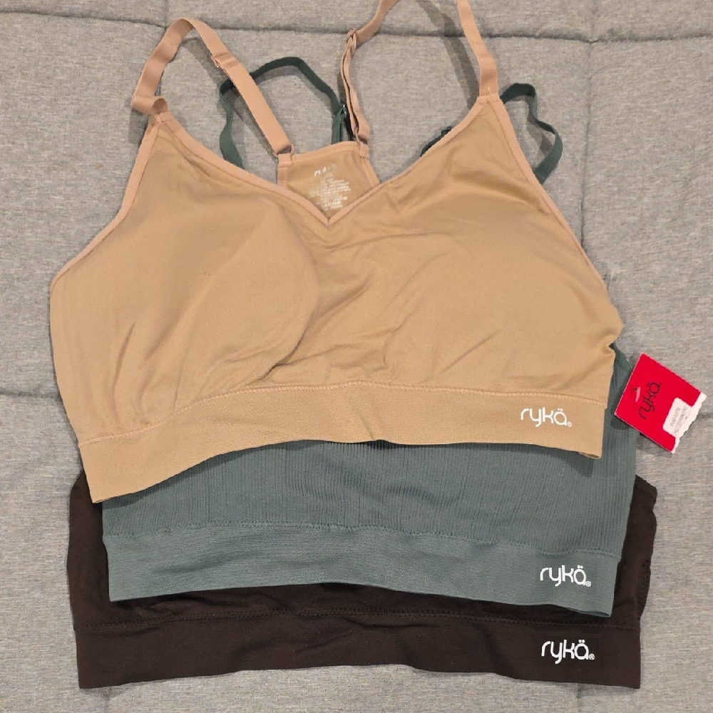 Ryka Sports Bras Set - Beige, Olive, and Dark Brown